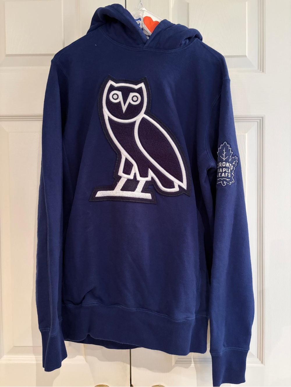 OVO Navy Blue Maple Leafs Hoodie with Large Owl Applique
